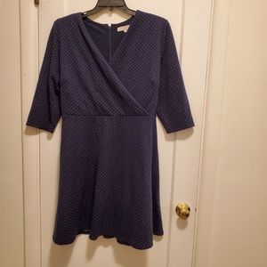 Loft Plus blue and white polka dot dress